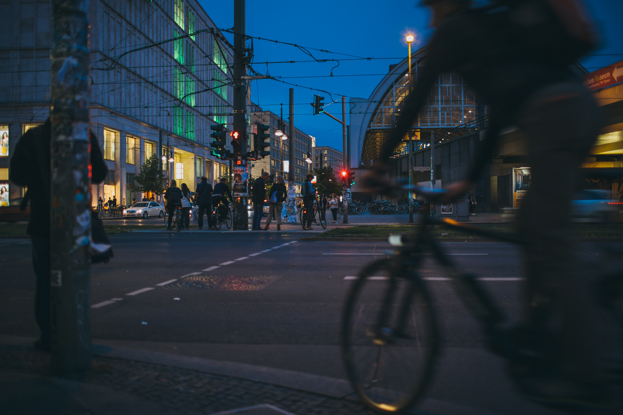 Night shot of busy Berlin crossing