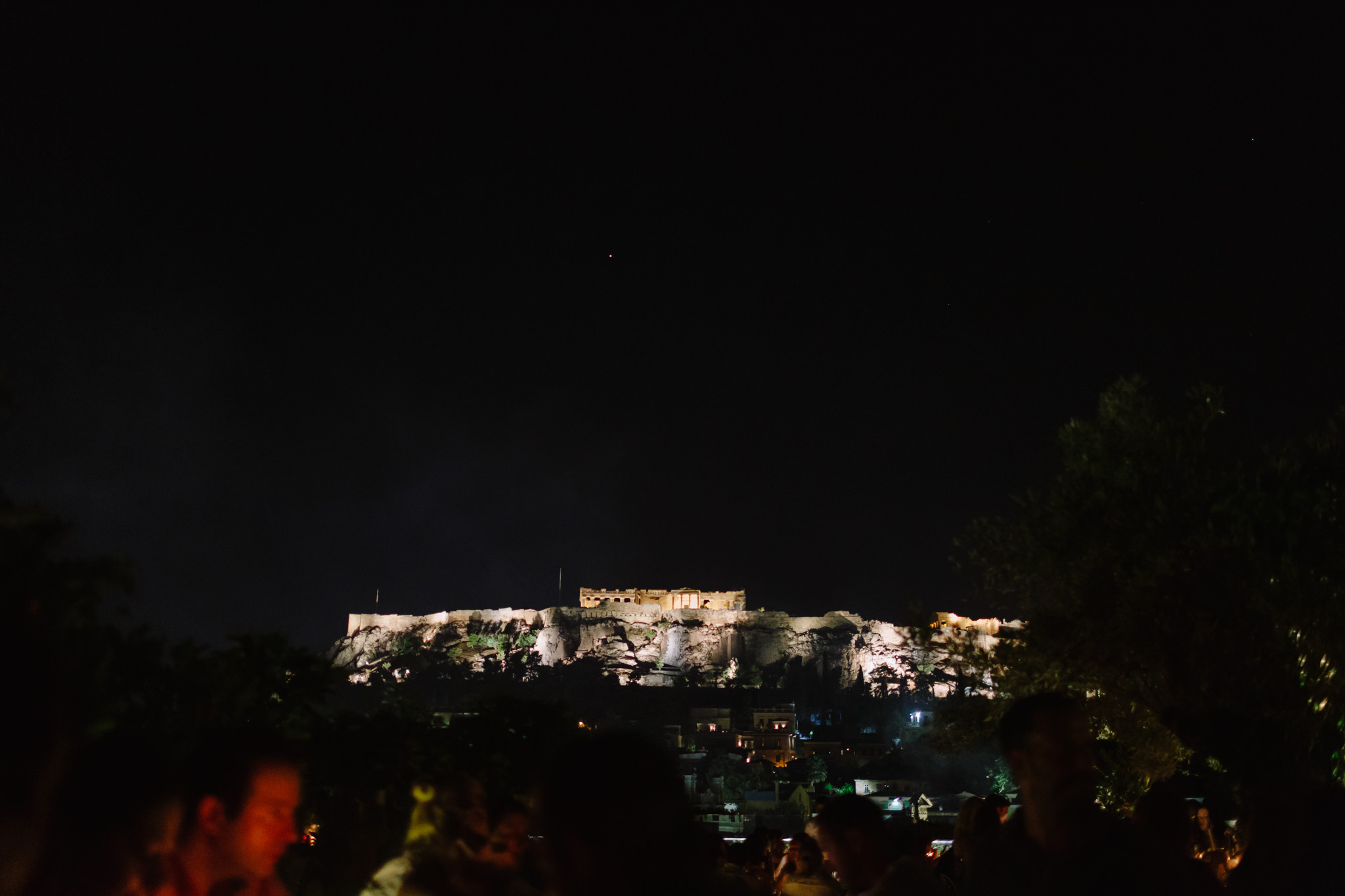 the Acropolis at night